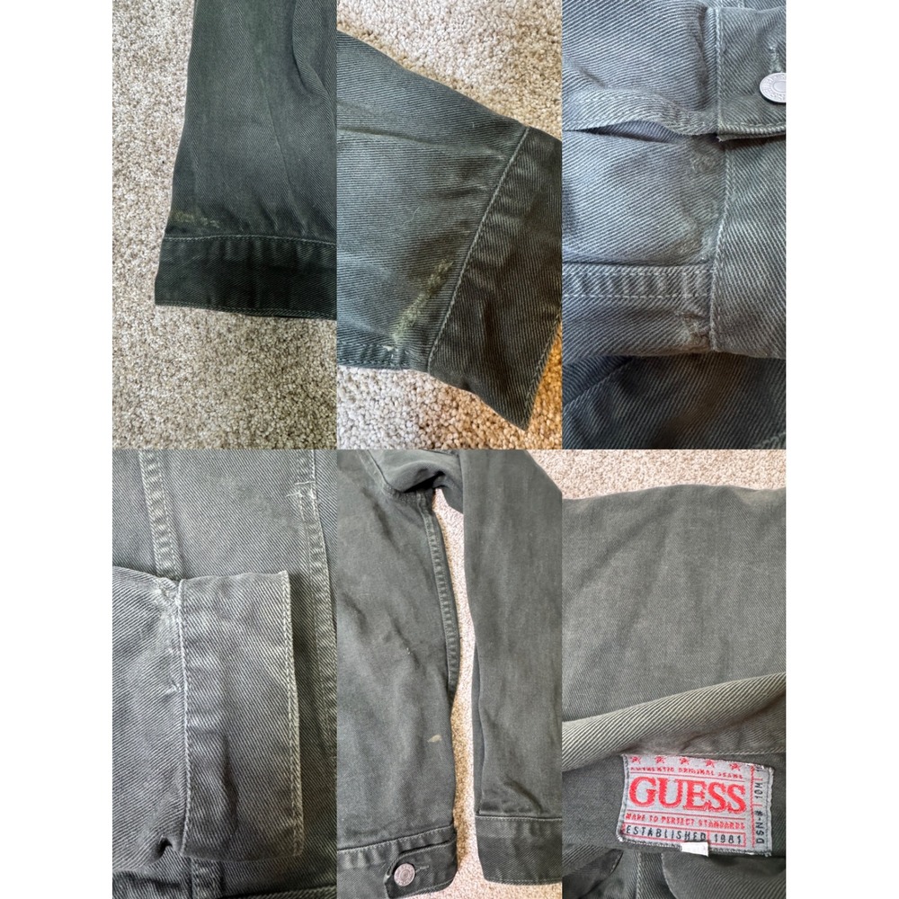 Vintage Guess Denim Trucker Jacket Green 80s 90 Men's Size XXXL - Picture 7 of 7